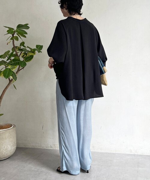 un dix cors（アンディコール）の「シアーデニムワイドパンツ（その他パンツ・レディース・サックスブルー/インディゴブルー/チャコールグレー・FREE）」の9枚目の写真