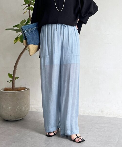 un dix cors（アンディコール）の「シアーデニムワイドパンツ（その他パンツ・レディース・サックスブルー/インディゴブルー/チャコールグレー・FREE）」の18枚目の写真