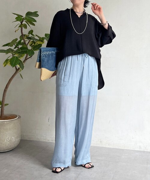 un dix cors（アンディコール）の「シアーデニムワイドパンツ（その他パンツ・レディース・サックスブルー/インディゴブルー/チャコールグレー・FREE）」の19枚目の写真