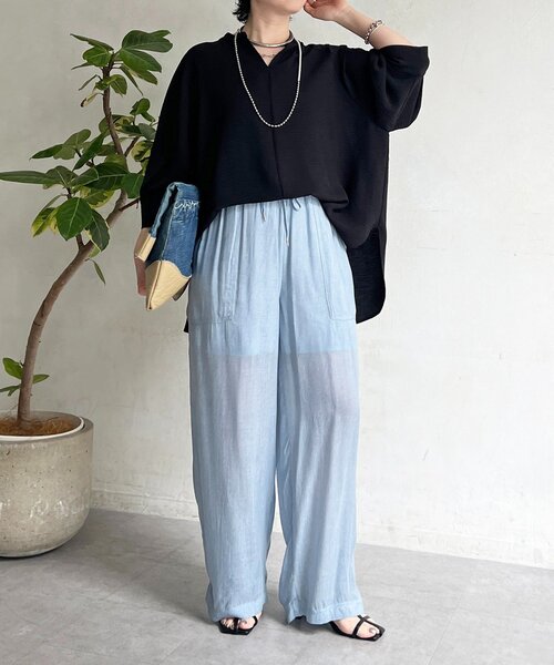 un dix cors（アンディコール）の「シアーデニムワイドパンツ（その他パンツ・レディース・サックスブルー/インディゴブルー/チャコールグレー・FREE）」の20枚目の写真