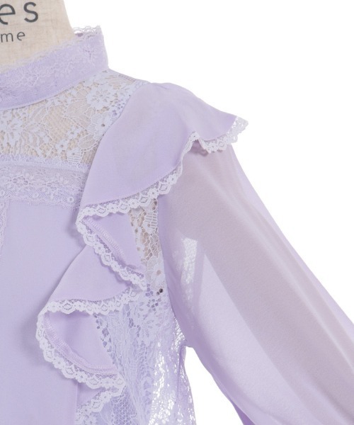 axes femme(アクシーズファム)の「レース×シフォン七分袖ブラウス(シャツ/ブラウス・レディース・ラベンダー/キナリ/ブラック・FREE)」の5枚目の写真