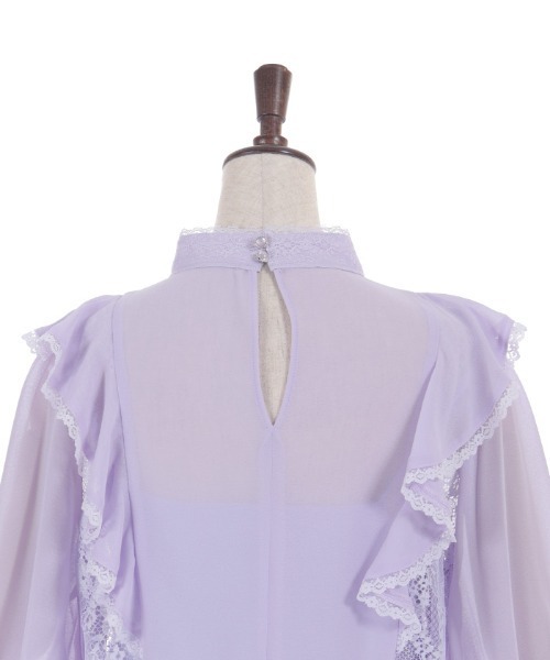 axes femme(アクシーズファム)の「レース×シフォン七分袖ブラウス(シャツ/ブラウス・レディース・ラベンダー/キナリ/ブラック・FREE)」の6枚目の写真