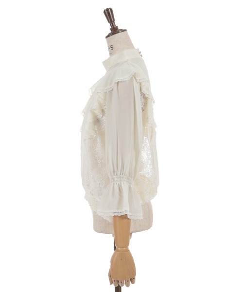 axes femme(アクシーズファム)の「レース×シフォン七分袖ブラウス(シャツ/ブラウス・レディース・ラベンダー/キナリ/ブラック・FREE)」の9枚目の写真