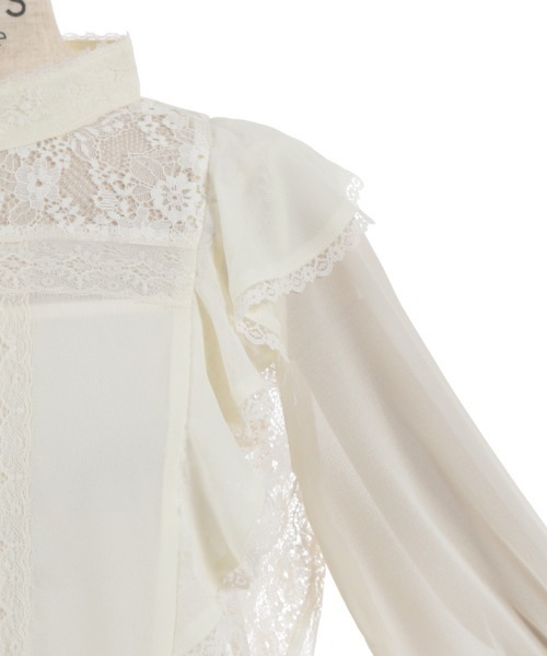 axes femme(アクシーズファム)の「レース×シフォン七分袖ブラウス(シャツ/ブラウス・レディース・ラベンダー/キナリ/ブラック・FREE)」の14枚目の写真