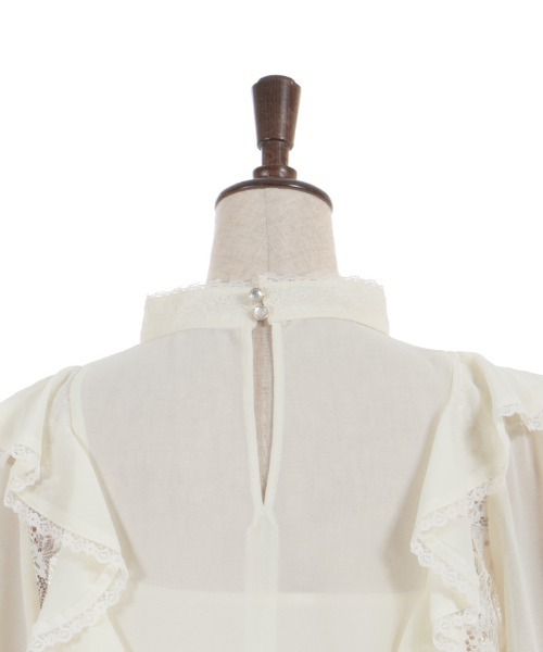 axes femme(アクシーズファム)の「レース×シフォン七分袖ブラウス(シャツ/ブラウス・レディース・ラベンダー/キナリ/ブラック・FREE)」の15枚目の写真