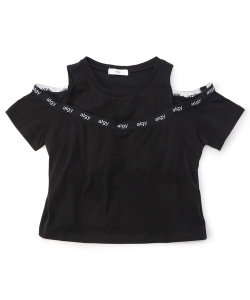 algy(アルジー)の「パット付きロゴゴム肩あきTシャツ(Tシャツ/カットソー・キッズ・ブラック/サックスブルー/オフホワイト・130/140/150/160)」の2枚目の写真
