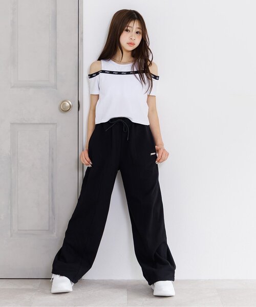 algy(アルジー)の「パット付きロゴゴム肩あきTシャツ(Tシャツ/カットソー・キッズ・ブラック/サックスブルー/オフホワイト・130/140/150/160)」の4枚目の写真