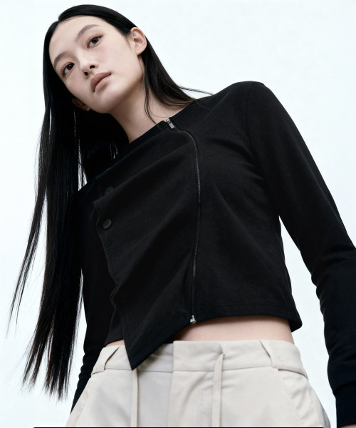 DRAPING JERSEY JACKET BLACK