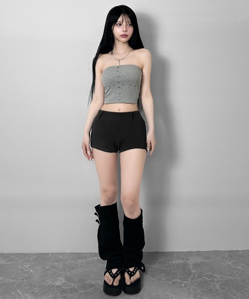FOLLOWIN(フォロウィン)の「【3COLOR】バックポケットデザインバンディングショートパンツ(スウェットパンツ・レディース・ブラウン/ブラック/チャコールグレー・FREE)」の11枚目の写真