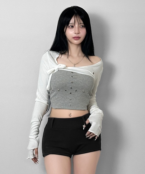 FOLLOWIN(フォロウィン)の「【3COLOR】バックポケットデザインバンディングショートパンツ(スウェットパンツ・レディース・ブラウン/ブラック/チャコールグレー・FREE)」の13枚目の写真