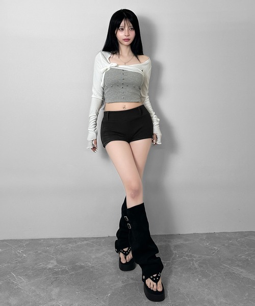 FOLLOWIN(フォロウィン)の「【3COLOR】バックポケットデザインバンディングショートパンツ(スウェットパンツ・レディース・ブラウン/ブラック/チャコールグレー・FREE)」の14枚目の写真