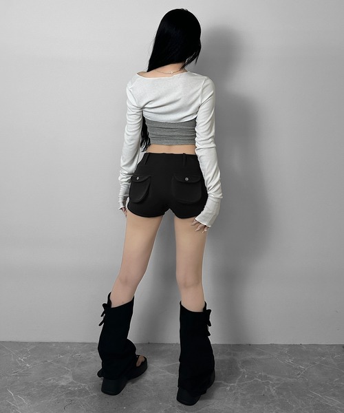 FOLLOWIN(フォロウィン)の「【3COLOR】バックポケットデザインバンディングショートパンツ(スウェットパンツ・レディース・ブラウン/ブラック/チャコールグレー・FREE)」の15枚目の写真