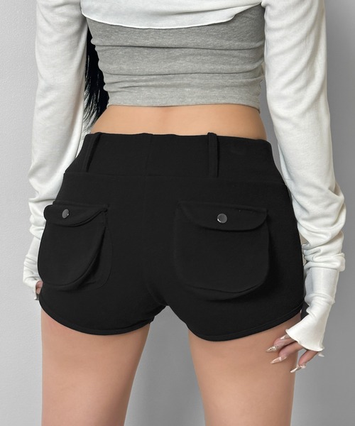 FOLLOWIN(フォロウィン)の「【3COLOR】バックポケットデザインバンディングショートパンツ(スウェットパンツ・レディース・ブラウン/ブラック/チャコールグレー・FREE)」の6枚目の写真