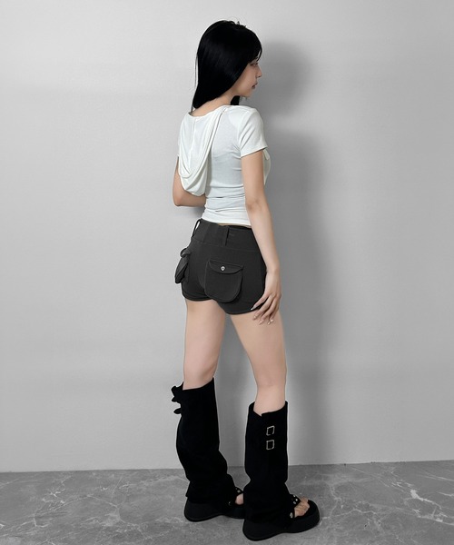 FOLLOWIN(フォロウィン)の「【3COLOR】バックポケットデザインバンディングショートパンツ(スウェットパンツ・レディース・ブラウン/ブラック/チャコールグレー・FREE)」の22枚目の写真