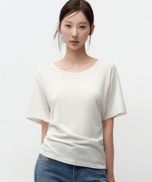 MUSINSA STANDARD WOMAN | ウィメンズリラックスドライトウェイトCRスクープネックTシャツ[クリーム](Tシャツ/カットソー)