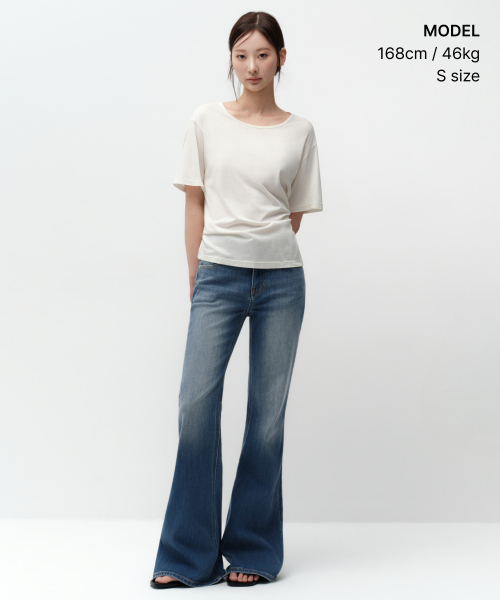 MUSINSA STANDARD WOMAN（ムシンサスタンダードウーマン）の「ウィメンズリラックスドライトウェイトCRスクープネックTシャツ[クリーム]（Tシャツ/カットソー・レディース・その他・X-SMALL/SMALL/MEDIUM/LARGE）」の2枚目の写真