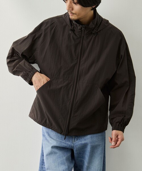 ATON（エイトン）の「【ATON/エイトン】SUPER LIGHT NYLON SPORT JACKET（ナイロンジャケット・メンズ・ネイビー/ブラウン・4/6）」の3枚目の写真