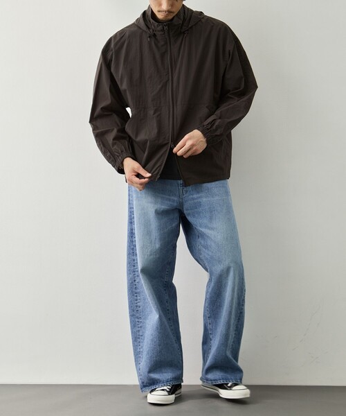 ATON（エイトン）の「【ATON/エイトン】SUPER LIGHT NYLON SPORT JACKET（ナイロンジャケット・メンズ・ネイビー/ブラウン・4/6）」の6枚目の写真