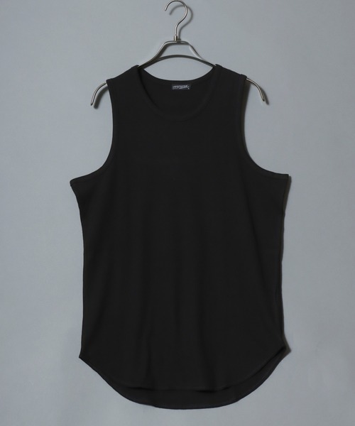 ANPAS（アンパス）の「Waffle-Knit Tank Top / 裾ラウンド ワッフルタンクトップ 無地 メンズ トップス インナー セミロング丈（タンクトップ・メンズ・グレー/ブラック/ホワイト・M/L）」の11枚目の写真
