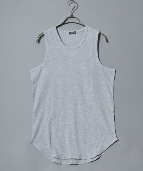 ANPAS（アンパス）の「Waffle-Knit Tank Top / 裾ラウンド ワッフルタンクトップ 無地 メンズ トップス インナー セミロング丈（タンクトップ・メンズ・グレー/ブラック/ホワイト・M/L）」の14枚目の写真