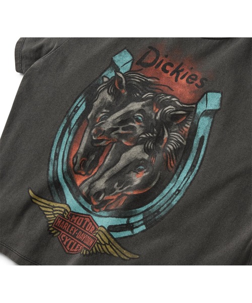 Harley-Davidson(ハーレーダビッドソン)の「Dickies(R) x H-D(R)トリプルホース ボクシーフィットTシャツ(Tシャツ/カットソー・レディース・ブラック系その他・X-SMALL)」の3枚目の写真