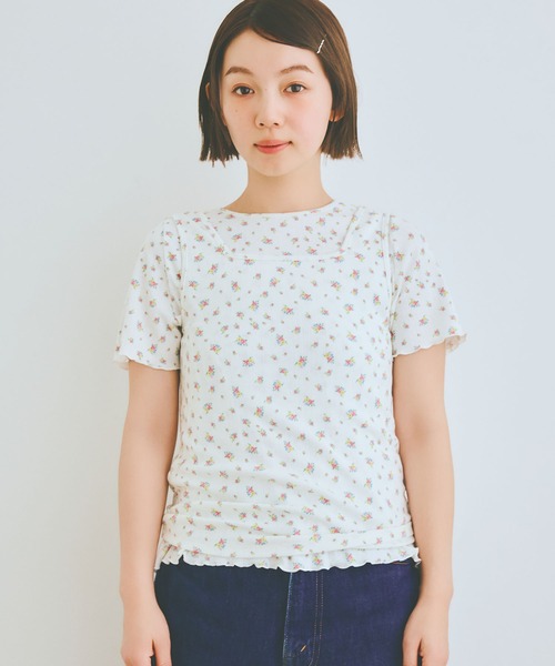 COLORME(カラーミー)の「【AKB48 伊藤百花 着用】小花柄半袖カットソー(Tシャツ/カットソー・レディース・ホワイト/グレー・FREE)」の6枚目の写真