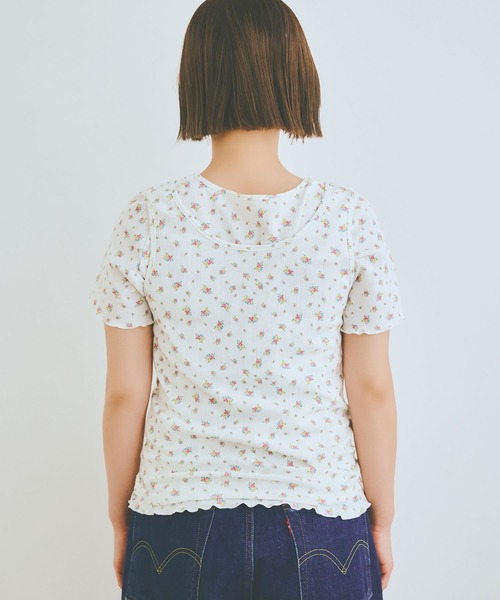 COLORME(カラーミー)の「【AKB48 伊藤百花 着用】小花柄半袖カットソー(Tシャツ/カットソー・レディース・ホワイト/グレー・FREE)」の8枚目の写真