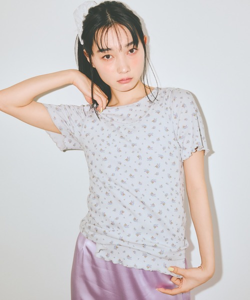 COLORME(カラーミー)の「【AKB48 伊藤百花 着用】小花柄半袖カットソー(Tシャツ/カットソー・レディース・ホワイト/グレー・FREE)」の14枚目の写真