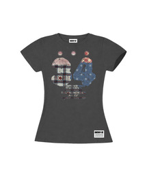 3.4 セミクロップ半袖Tシャツ [チャコール]