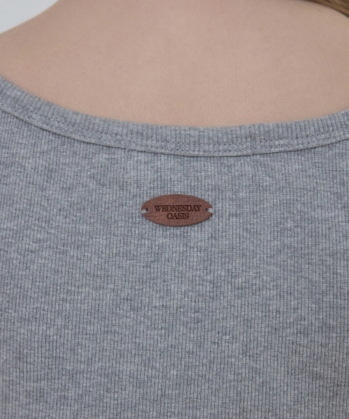 WEDNESDAYOASISFORWOMEN(ウェンズデー オアシス フォー ウーマン)の「ブラッサムスリーブレストップ_GRAY(W25-TP17)(Tシャツ/カットソー・レディース・ライトグレー・OS)」の4枚目の写真