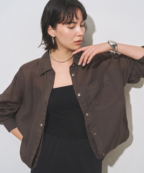 Whim Gazette（ウィムガゼット）の「マルチウェイラミーシャツ（シャツ/ブラウス・レディース・ベージュ/ブラウン/ベビーピンク/ブラック・FREE）」の3枚目の写真
