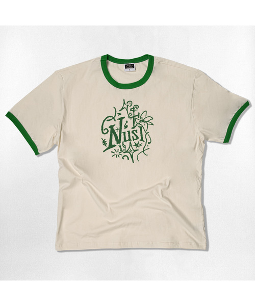 NOTUSUAL(ノットユージュアル)の「ドローイングラフリング半袖Tシャツ4色(Tシャツ/カットソー・レディース・クリーム/ホワイト×グリーン/ホワイト/ネイビー・SMALL/MEDIUM/LARGE/X-LARGE)」の3枚目の写真