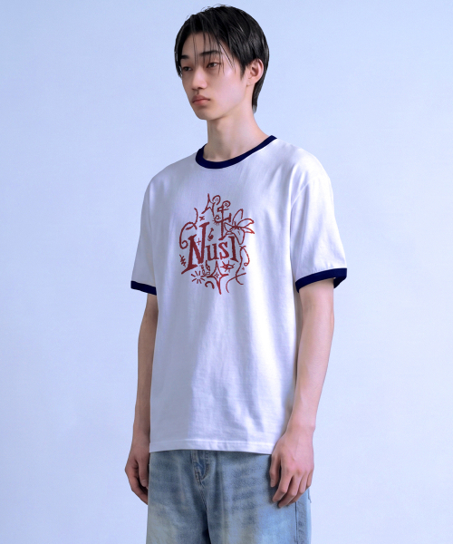 NOTUSUAL(ノットユージュアル)の「ドローイングラフリング半袖Tシャツ4色(Tシャツ/カットソー・レディース・クリーム/ホワイト×グリーン/ホワイト/ネイビー・SMALL/MEDIUM/LARGE/X-LARGE)」の8枚目の写真