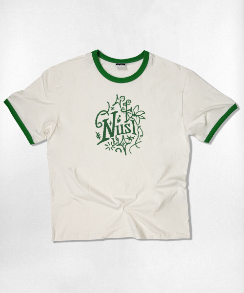 NOTUSUAL(ノットユージュアル)の「ドローイングラフリング半袖Tシャツ4色(Tシャツ/カットソー・レディース・クリーム/ホワイト×グリーン/ホワイト/ネイビー・SMALL/MEDIUM/LARGE/X-LARGE)」の15枚目の写真