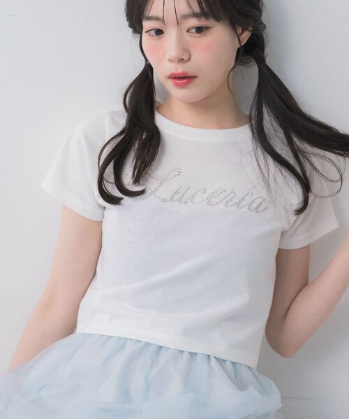 ems excite(エムズエキサイト)の「キラキラスターロゴTシャツ(Tシャツ/カットソー・レディース・ブルー/ブラック/ホワイト・FREE)」の2枚目の写真