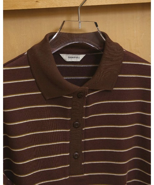 TODAYFUL（トゥデイフル）の「Border Polo Tops 12610606（Tシャツ/カットソー・レディース・チャコールグレー/ブラウン・FREE）」の12枚目の写真