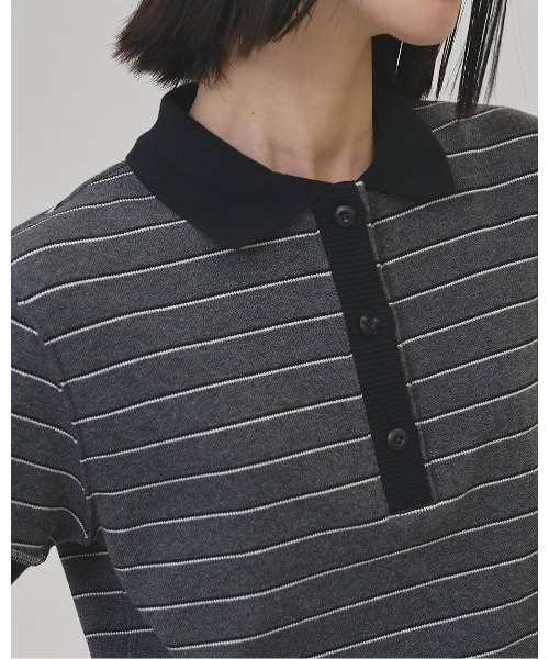 TODAYFUL（トゥデイフル）の「Border Polo Tops 12610606（Tシャツ/カットソー・レディース・チャコールグレー/ブラウン・FREE）」の7枚目の写真