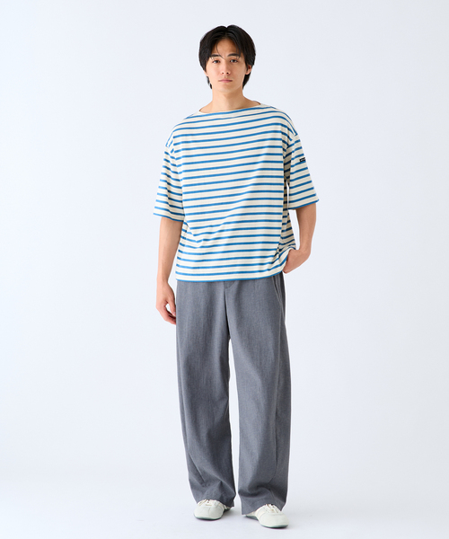 SAINT JAMES(セントジェームス)の「SAINT JAMES (セントジェームス) 別注 PIRIAC LOOSE / ピリアック ルーズ(Tシャツ/カットソー・メンズ・ホワイト/ブルー・4/6/5)」の4枚目の写真