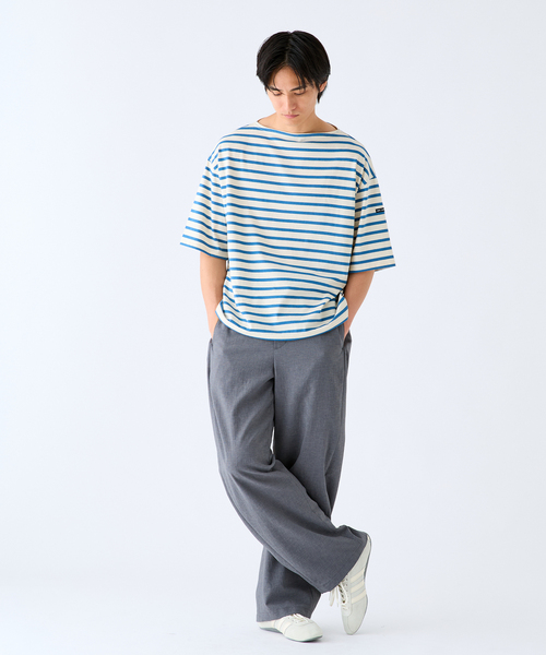 SAINT JAMES(セントジェームス)の「SAINT JAMES (セントジェームス) 別注 PIRIAC LOOSE / ピリアック ルーズ(Tシャツ/カットソー・メンズ・ホワイト/ブルー・4/6/5)」の5枚目の写真