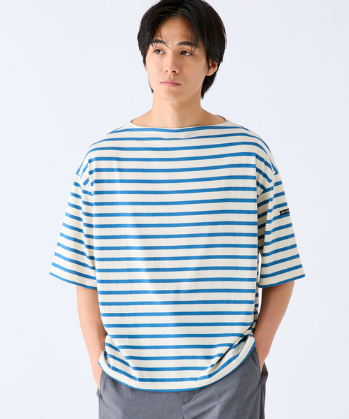 SAINT JAMES(セントジェームス)の「SAINT JAMES (セントジェームス) 別注 PIRIAC LOOSE / ピリアック ルーズ(Tシャツ/カットソー・メンズ・ホワイト/ブルー・4/6/5)」の7枚目の写真