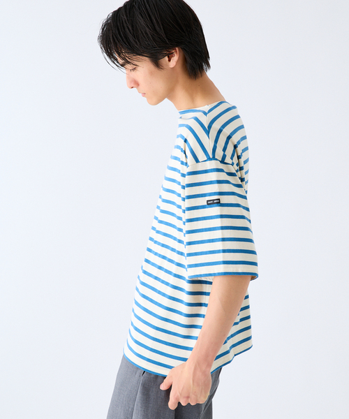 SAINT JAMES(セントジェームス)の「SAINT JAMES (セントジェームス) 別注 PIRIAC LOOSE / ピリアック ルーズ(Tシャツ/カットソー・メンズ・ホワイト/ブルー・4/6/5)」の8枚目の写真