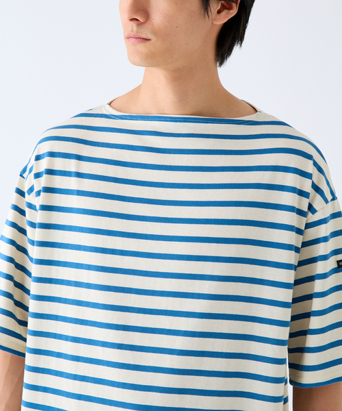 SAINT JAMES(セントジェームス)の「SAINT JAMES (セントジェームス) 別注 PIRIAC LOOSE / ピリアック ルーズ(Tシャツ/カットソー・メンズ・ホワイト/ブルー・4/6/5)」の10枚目の写真