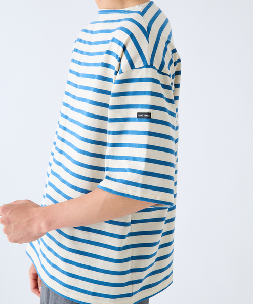 SAINT JAMES(セントジェームス)の「SAINT JAMES (セントジェームス) 別注 PIRIAC LOOSE / ピリアック ルーズ(Tシャツ/カットソー・メンズ・ホワイト/ブルー・4/6/5)」の11枚目の写真