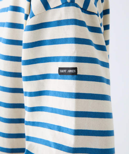 SAINT JAMES(セントジェームス)の「SAINT JAMES (セントジェームス) 別注 PIRIAC LOOSE / ピリアック ルーズ(Tシャツ/カットソー・メンズ・ホワイト/ブルー・4/6/5)」の12枚目の写真