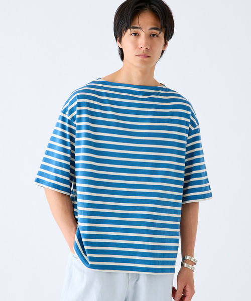 SAINT JAMES(セントジェームス)の「SAINT JAMES (セントジェームス) 別注 PIRIAC LOOSE / ピリアック ルーズ(Tシャツ/カットソー・メンズ・ホワイト/ブルー・4/6/5)」の16枚目の写真