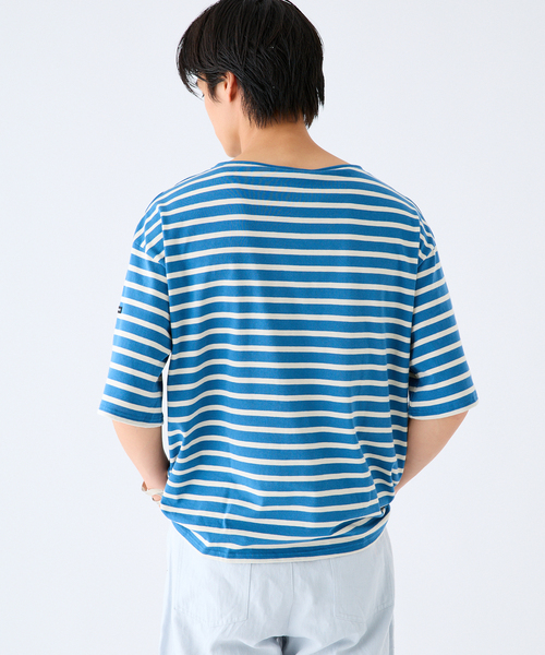 SAINT JAMES(セントジェームス)の「SAINT JAMES (セントジェームス) 別注 PIRIAC LOOSE / ピリアック ルーズ(Tシャツ/カットソー・メンズ・ホワイト/ブルー・4/6/5)」の12枚目の写真