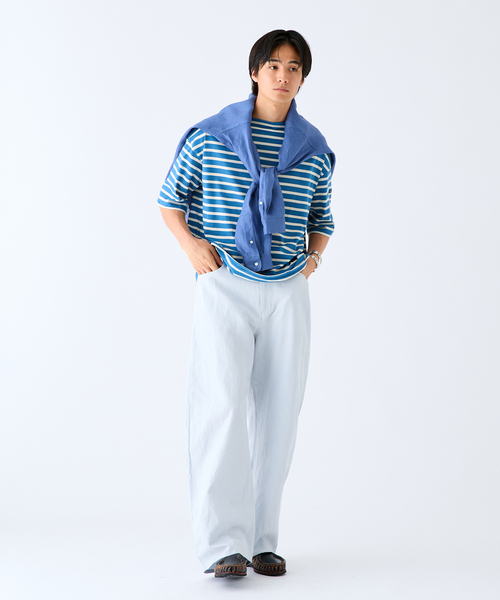 SAINT JAMES(セントジェームス)の「SAINT JAMES (セントジェームス) 別注 PIRIAC LOOSE / ピリアック ルーズ(Tシャツ/カットソー・メンズ・ホワイト/ブルー・4/6/5)」の16枚目の写真