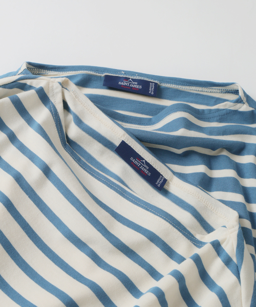 SAINT JAMES(セントジェームス)の「SAINT JAMES (セントジェームス) 別注 PIRIAC LOOSE / ピリアック ルーズ(Tシャツ/カットソー・メンズ・ホワイト/ブルー・4/6/5)」の20枚目の写真