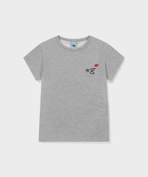 GRUNDEN(グルンデン)の「BEADED LOGO T-SHIRT (MELANGE GREY)_G26BWJTS01(Tシャツ/カットソー・レディース・その他・OS)」の1枚目の写真