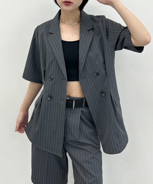 PAGEBOY(ページボーイ)の「【イージーケア/接触冷感/UVカット/セットアップ対応】シフトセットウエストタックジャケット(テーラードジャケット・レディース・グレー系その他/ブラック/ネイビー系・FREE)」の8枚目の写真